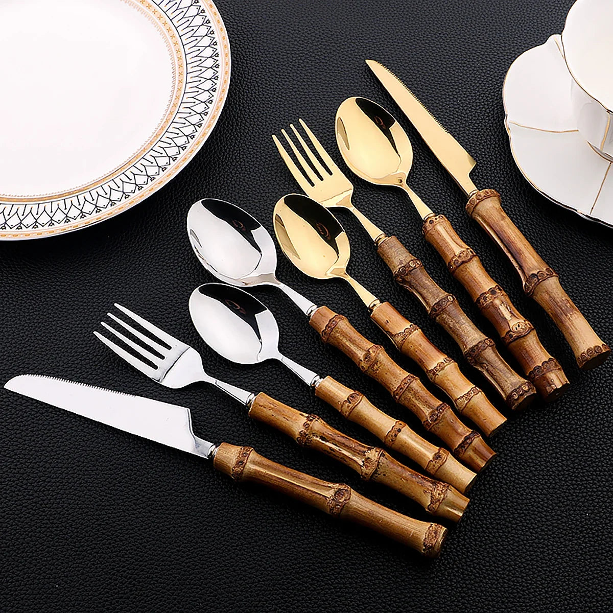 Bamboo Handle Flatware Set (16pcs)