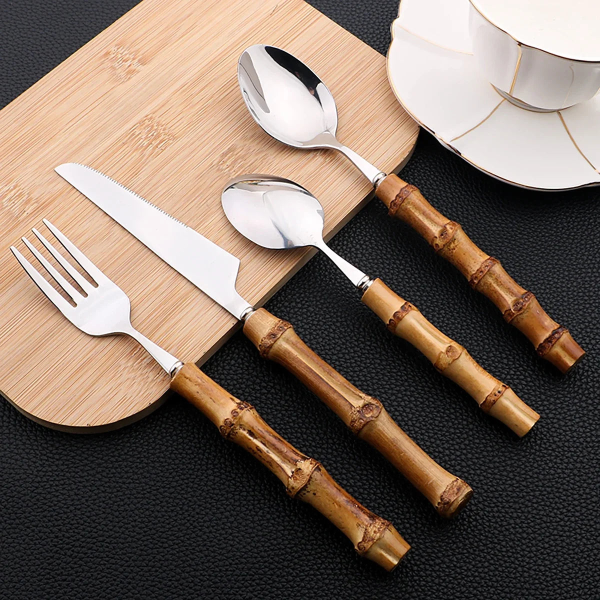 Bamboo Handle Flatware Set (16pcs)