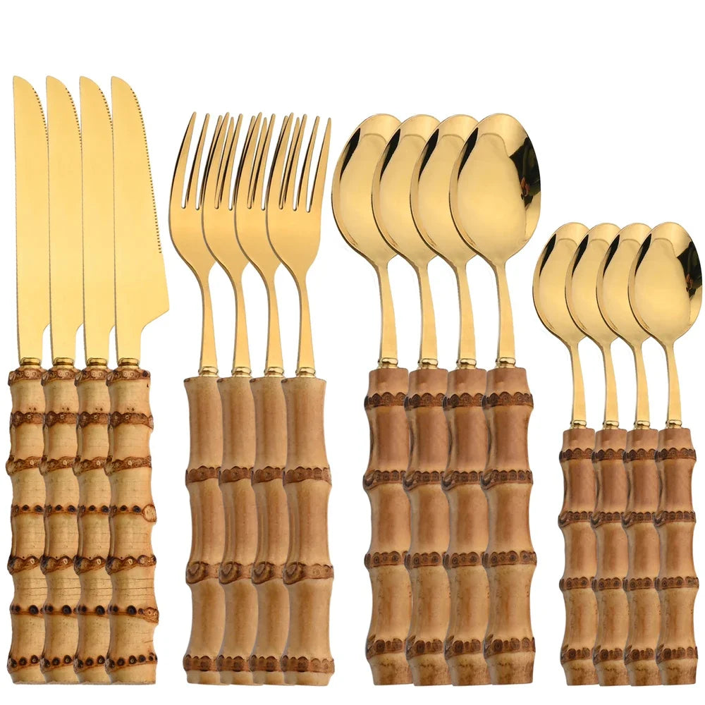 Bamboo Handle Flatware Set (16pcs)