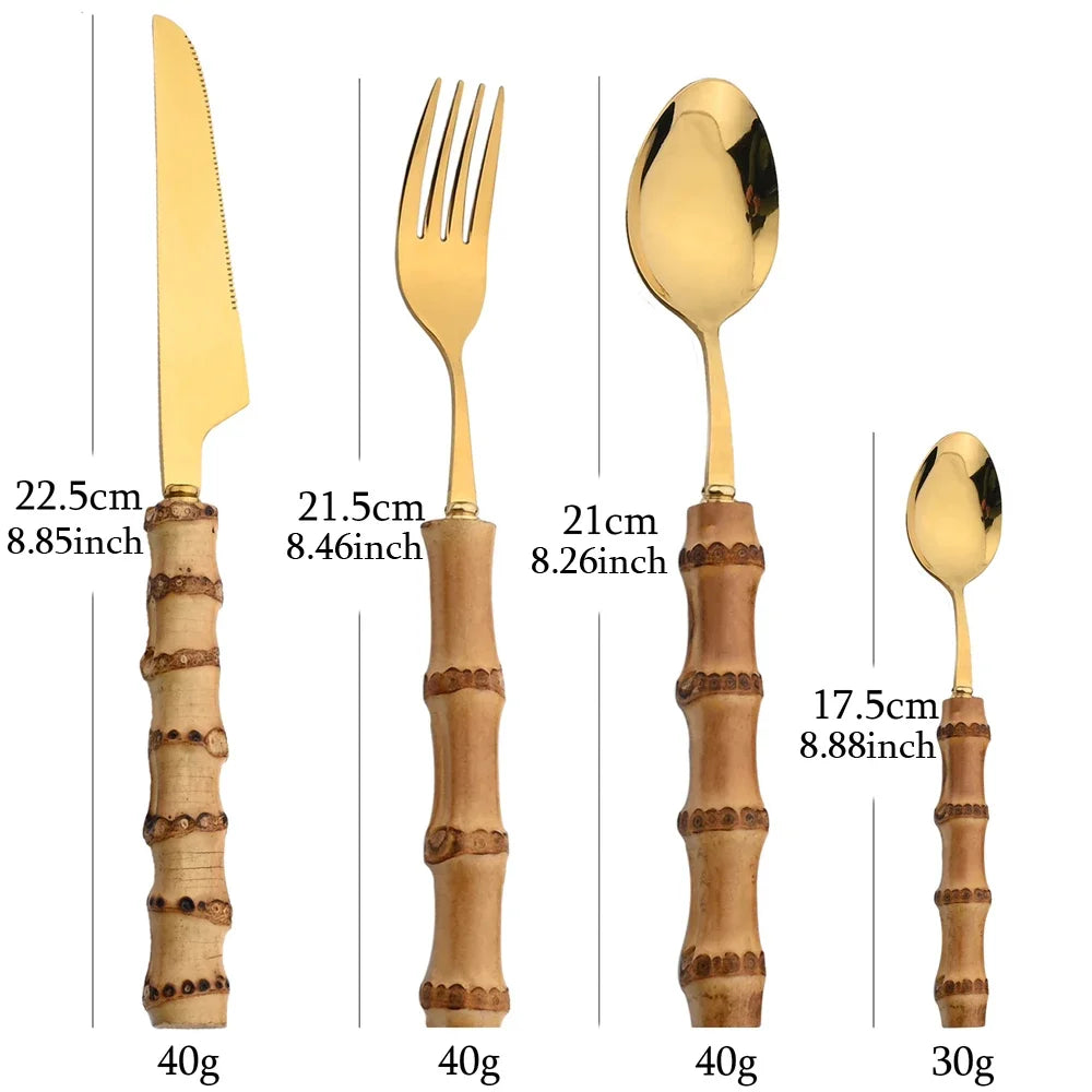 Bamboo Handle Flatware Set (16pcs)