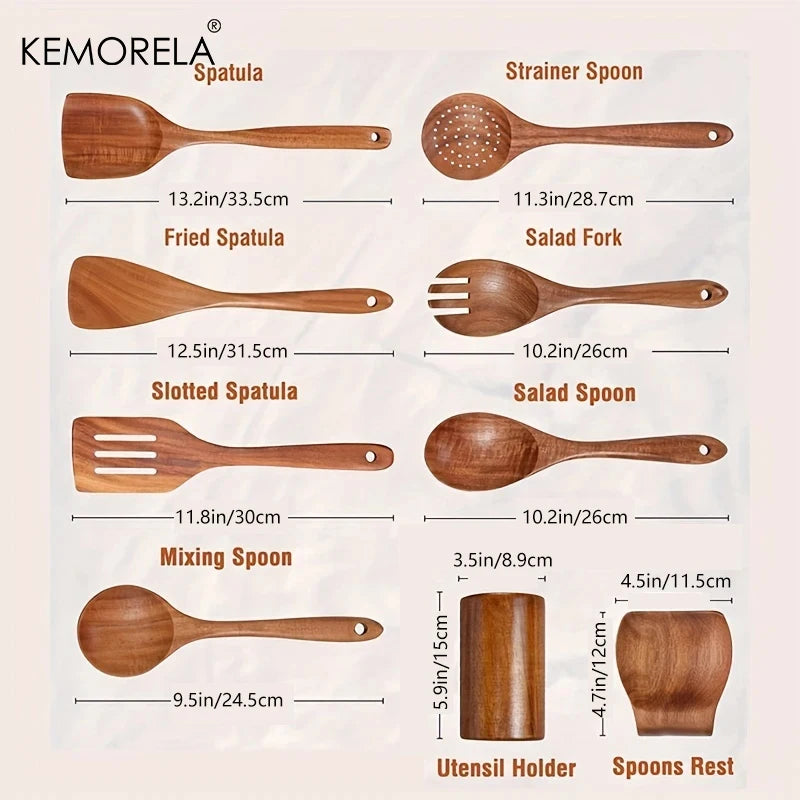 Wooden Kitchen Utensils Set